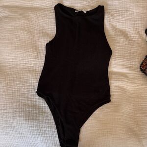 Emory Park Classic Black Ribbed Bodysuit